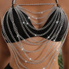 Elegant Women'S Backless Halter Top with Multi-Layer Metal Chain Detail - Chic Black Sleeveless Tank for Spring/Summer, Perfect for Casual or Party Wea