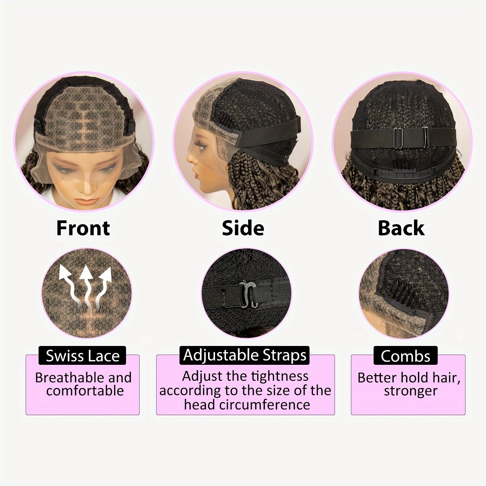 Women'S Anytime Wig, 9x6 Lace Front Synthetic Braided Butterfly Braid Hairpiece, Comfortable Breathable Fashion Daily Wear, Heat Resistant Fiber, Full Top Hair Extension