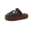Women's Stylish Leopard Print Plush Slippers with Buckle Strap - Cozy Faux Fur-Lined Winter House Shoes, Soft Brown & Black Patterned Design, Thick Rubber Sole for Indoor Comfort, Seasonal Wear | Fashionable Footwear | Rubber
