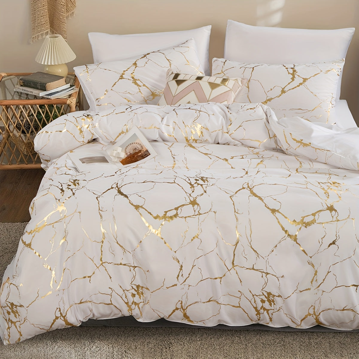 3pcs Super Soft Breathable Duvet Cover Set - High-Grade Bronzing Texture, 1 Duvet Cover + 2 Pillowcases, Ideal for All-Season Home Dormitory Use