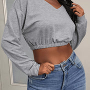 Vibrant Solid Crop T-Shirt - Soft Y2K Long Sleeve Design, Perfect for Spring & Fall Seasons, Women's Fashion Clothing for Casual Daily Wear