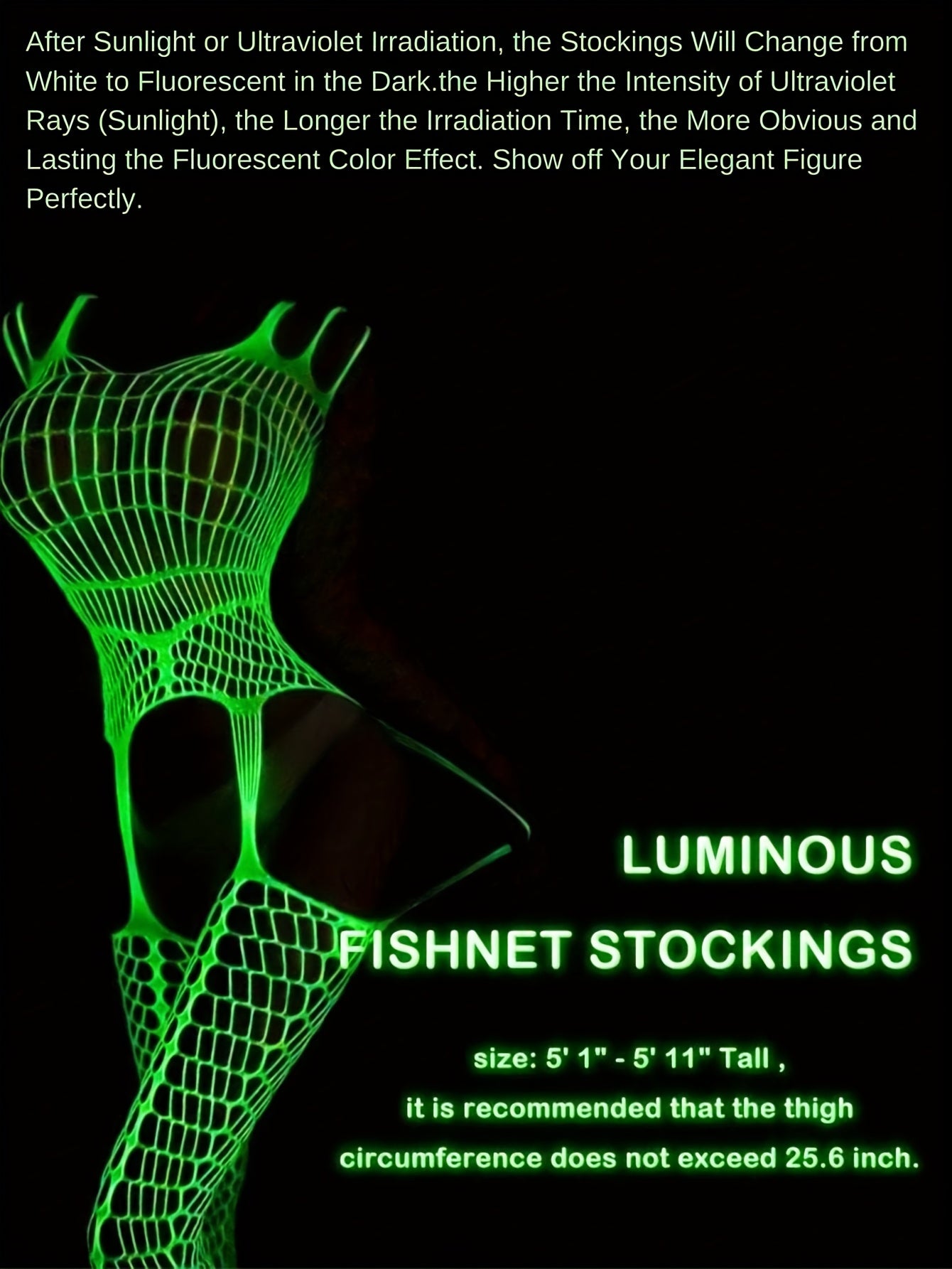 1pc Women's Luminous Fishnet Socks Fishnet Bodysuit Underwear Glowing in the Dark Fishnet Tights See-through Suspender Glow-in-the-Dark Fishnet Stockings Sexy Full Body Stockings Tight Fishnet Stockings Women's Sexuality One-