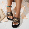 [Breathable Slides with Chain Detail] Glam Style Women'S Slides, EVA Foam Insole & Sole, Fabric Inner, Round Toe Slip-On Sandals with Chain Detail, Breathable Lightweight Comfort, with All-Season Versatile Footwear for North
