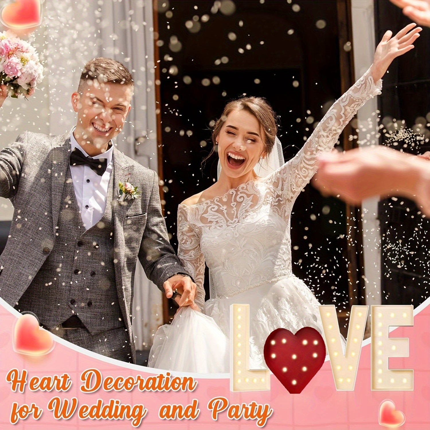 4PCSL Love VE, 3FT Size, Suitable For Indoor And Outdoor Parties Such As Valentine'S Day, Anniversaries, Proposals, Weddings, Love Shows, Etc., Creative DIY