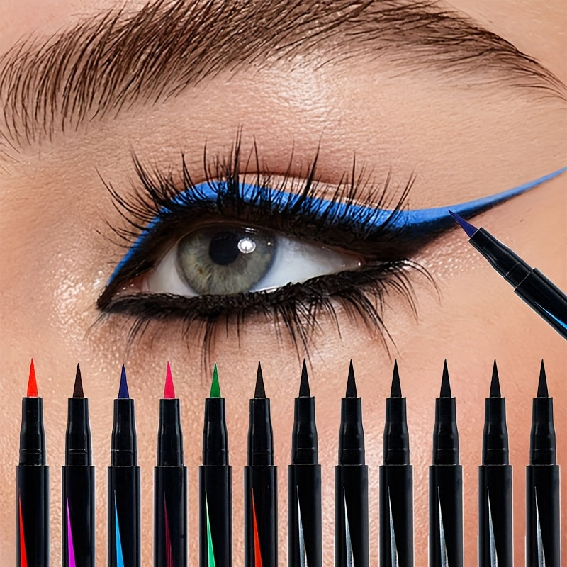 Valentine's Day 12pcs Multi-Color Eyeliner Pen Set - Matte Finish, Perfect for Parties & Christmas Masquerades