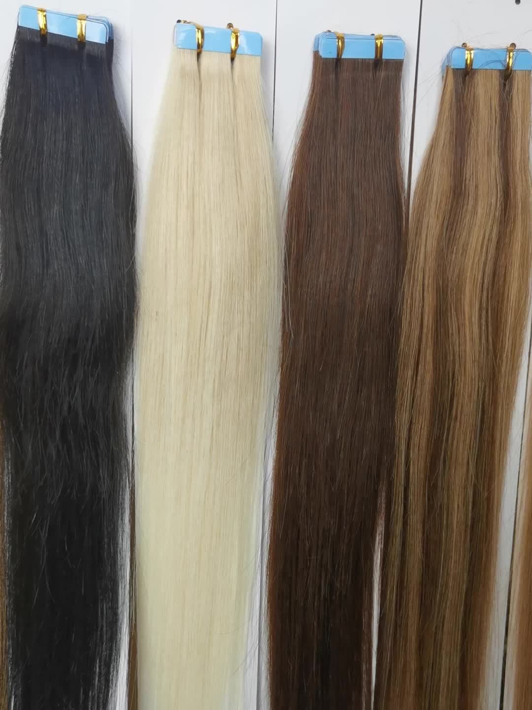 18inch-26inch Tape In Hair Extensions Human Hair 20pcs/Pack Remy Straight Invisible Tape Adhensive Hair Extensions Suitable For All People