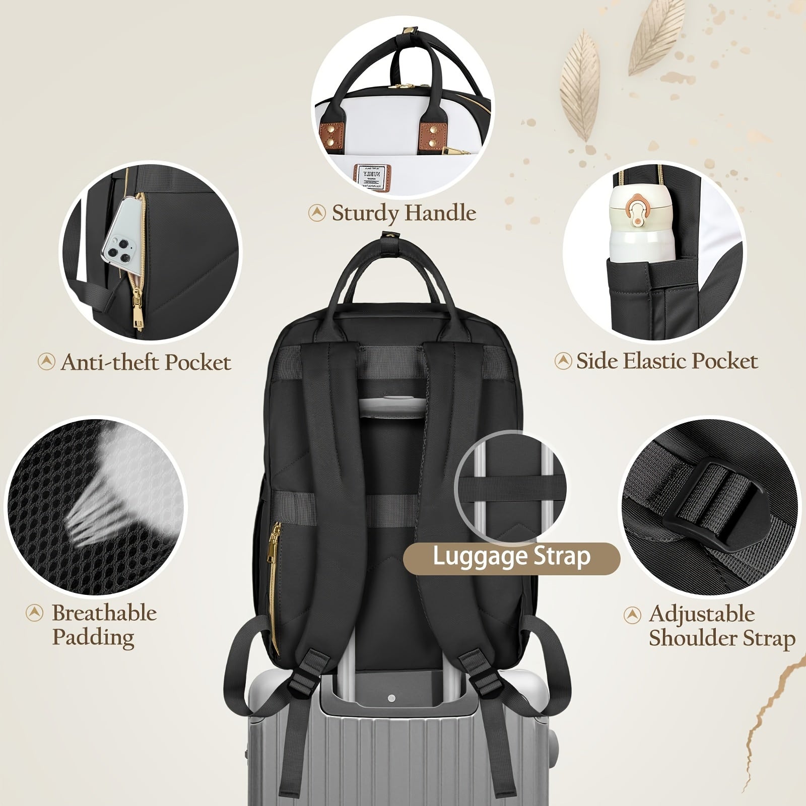 2pcs Women's Makeup Bag And Backpack, Simple Design Bag For Daily School And Travel Use