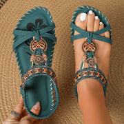 2025 New Women's Bohemian Sandals - Elegant, Comfortable, Handmade Synthetic Outdoor Shoes for Summer
