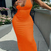 Sleek Notched Neck Bodycon Tank Dress - Sleeveless, Casual, Spring & Summer Essential - Womens Clothing for a Chic Look