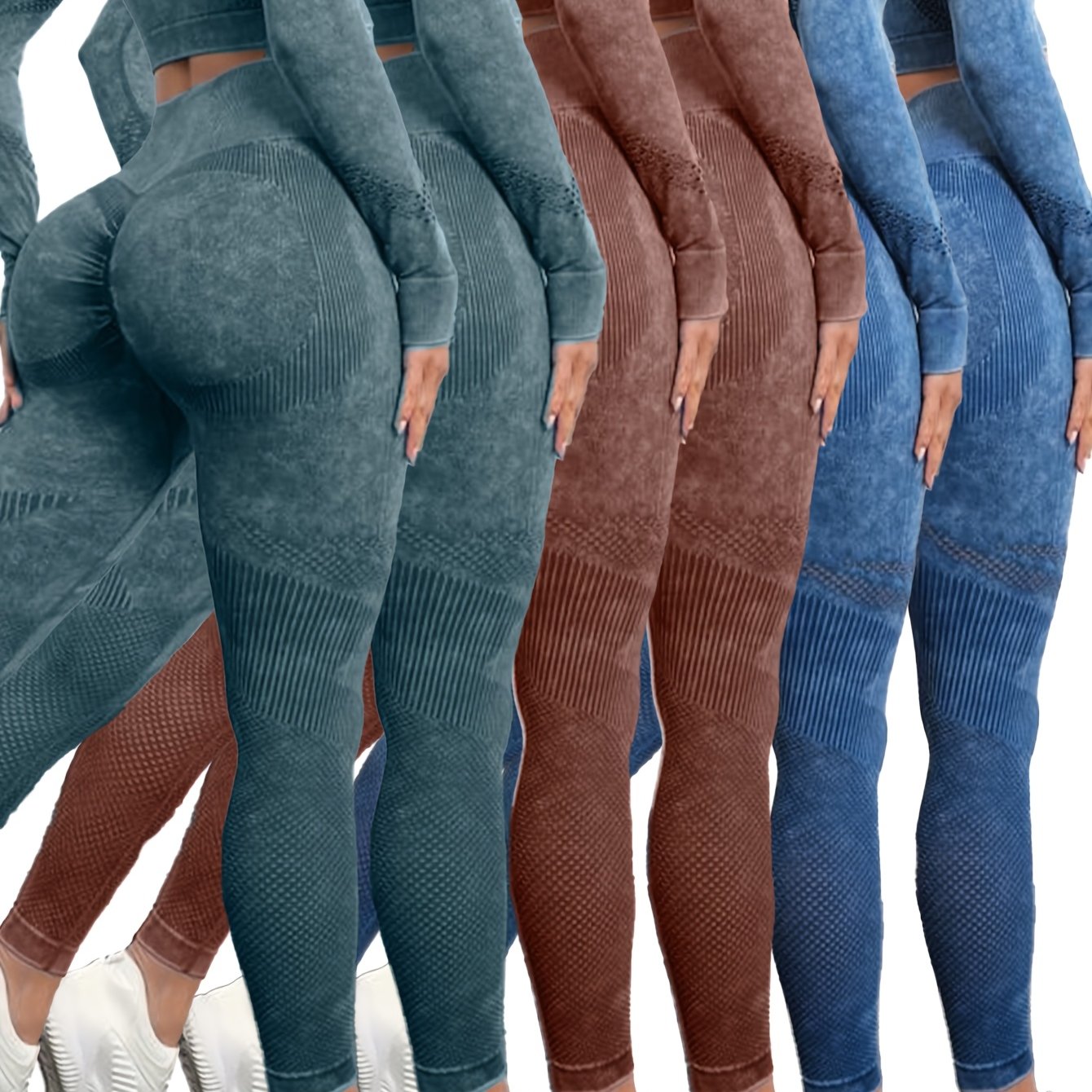 6pcs Yoga Legging Seamless Workout High Waist Butt Liftings Athletic Leggings, High Waisted Leggings for Women - Soft Athletic Tummy Control Pants for Running Cycling Yoga Workout