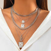 Stylish Minimalist 6pcs Snake Pattern Pendant Cuban Chain Necklace Set for Women, Suitable for Casual Attire, Mother's Day Gift
