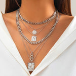 Stylish Minimalist 6pcs Snake Pattern Pendant Cuban Chain Necklace Set for Women, Suitable for Casual Attire, Mother's Day Gift