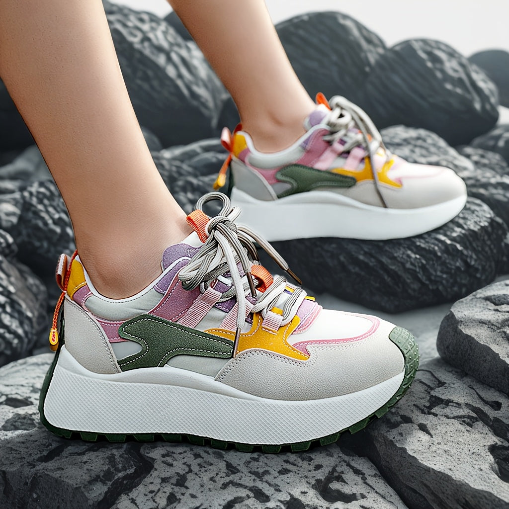Women'S 2025 New Arrival, Colorful Striped Running Shoes with Thick Sole - All-Season Motion-Control Sneakers for Fitness and Running, Allseason Sneakers|Playful Design|Motioncontrol Support