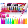 Clara Colors Gel Polish Nail Art Liner Set, 12 Colors Glow In The Dark Gel Liner Nail Art Polish Luminous Drawing Painting Thin Nail Art Brush For Swirl Nails Design Soak Off UV Led