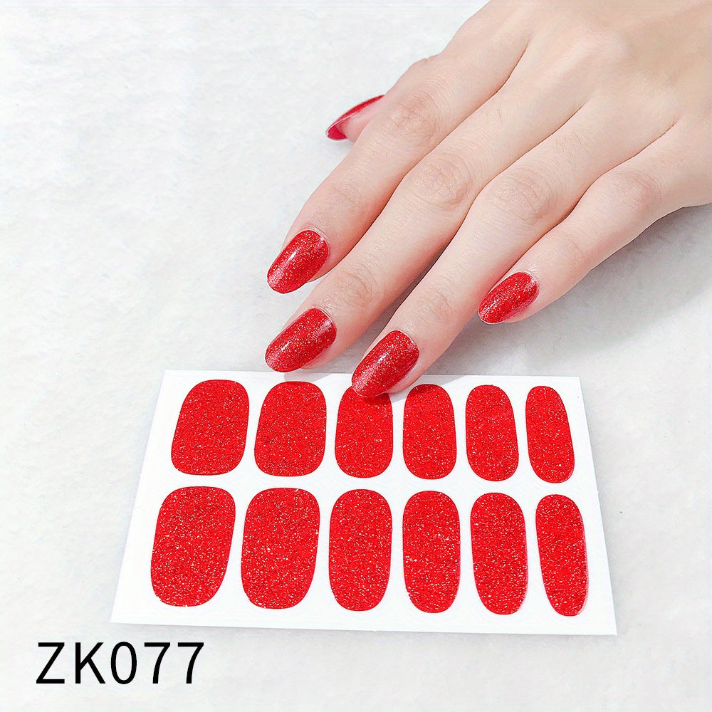 Glitter Nail Art Sticker Waterproof Full Stickers For Girls Women Sweet Cute DIY Nail Stickers Nail Accessories