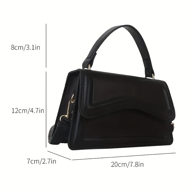 Stylish Mini Shoulder Bag, Women's Crossbody Bag, Solid Flap Square Tote