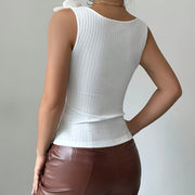 European And American Cross-Border Versatile Floral Fitted Ribbed Tank Top for Women