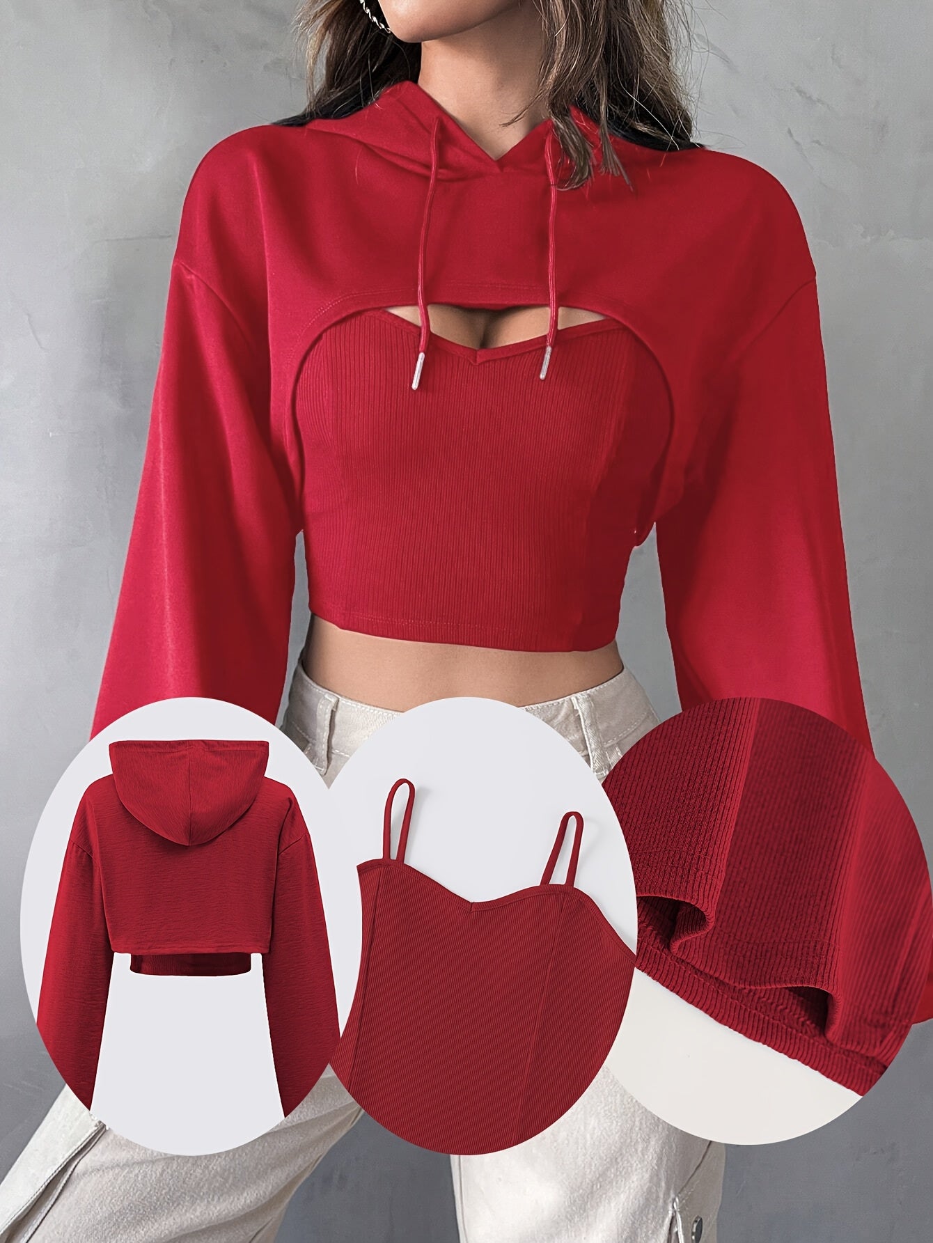 Y2K Solid Color American Style Hoodie + Vest Two-piece Set Sweet and Spicy Fashion Top for Women Spring, Summer and Autumn 2024 New Salt System Street Sports Casual