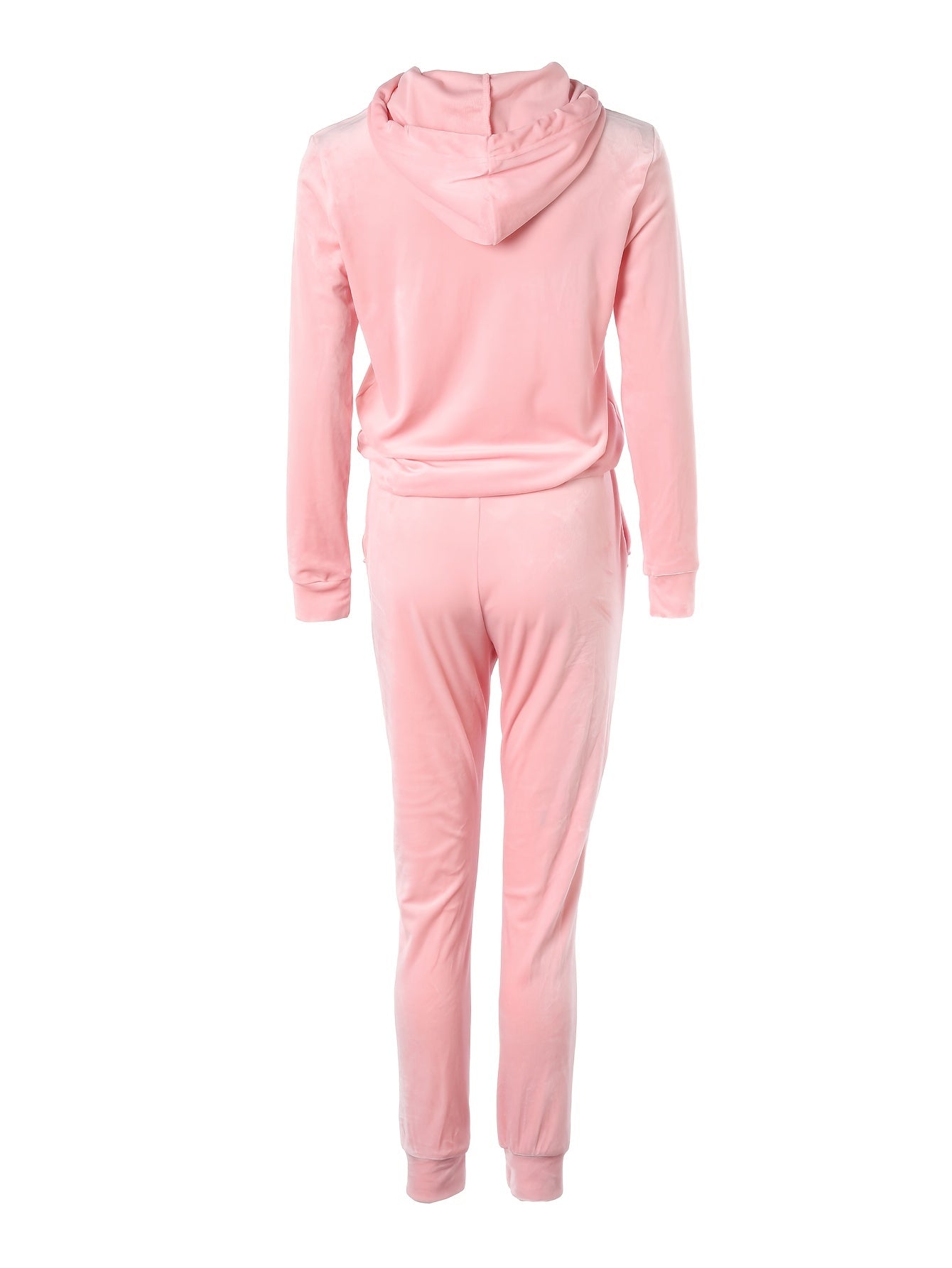 Casual Beaded Two-piece Set, Long Sleeve Pullover Hoodie & Drawstring Pants Outfits, Women's Clothing