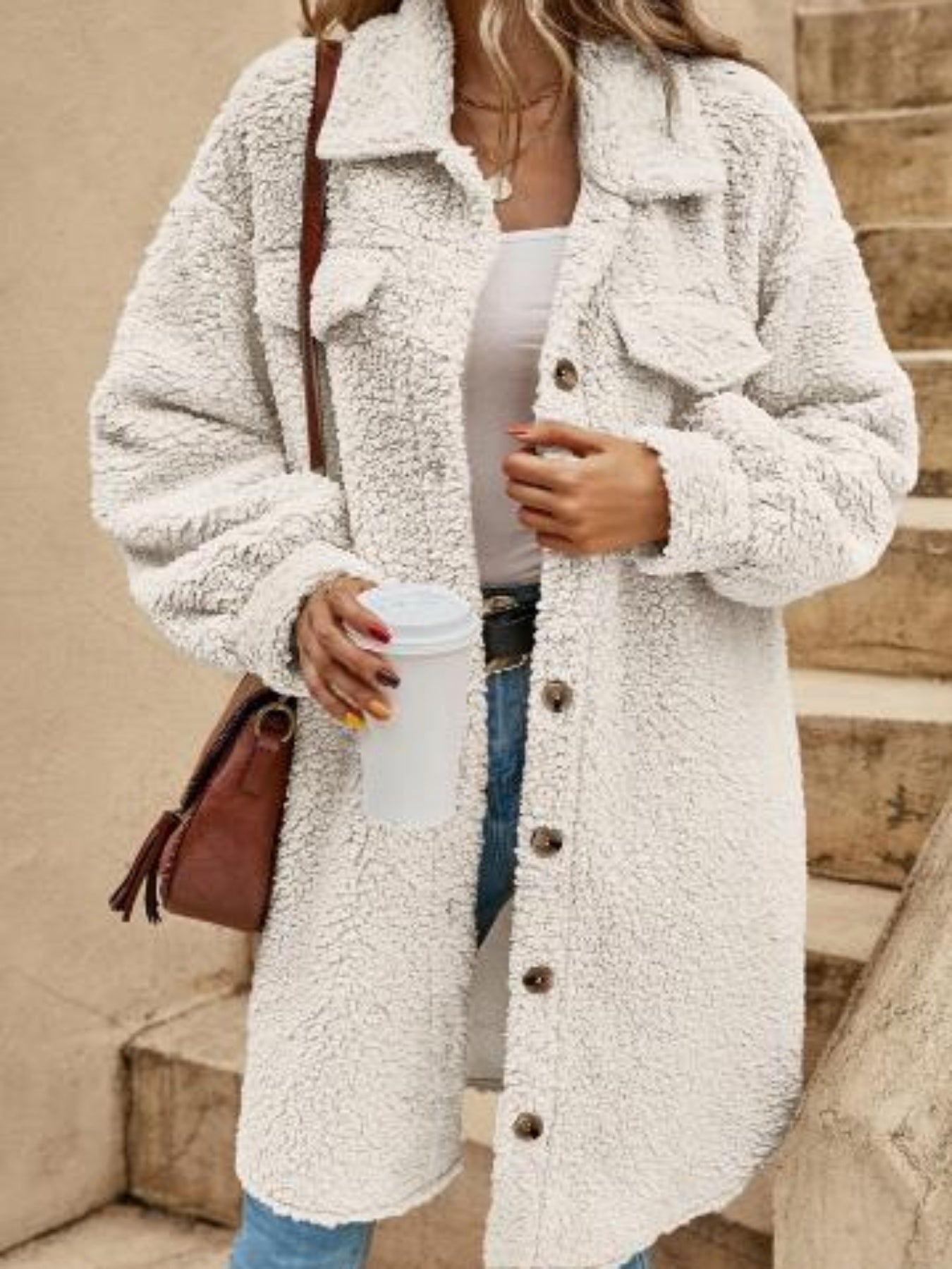 Women's long fur coat super soft and light standing collar long sleeve button closed solid color loose coat fluffy design all matching clothing suitable for night out shopping date office holiday party travel and daily
