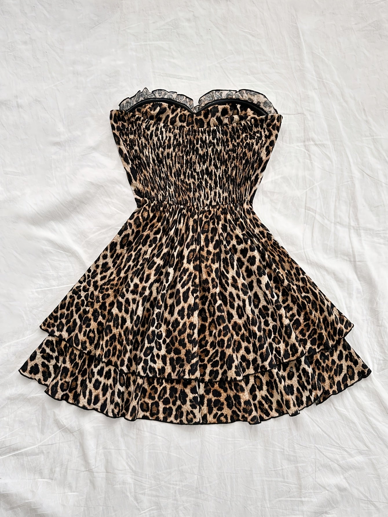 Women'S Y2K-Inspired Black Off-Shoulder Layered Cake Dress with Frill Detail - Romantic Holiday Skater Dress for Adults, All-Season Fashion, Holiday Dress | Ruffled Hemline | Frilled Detailing