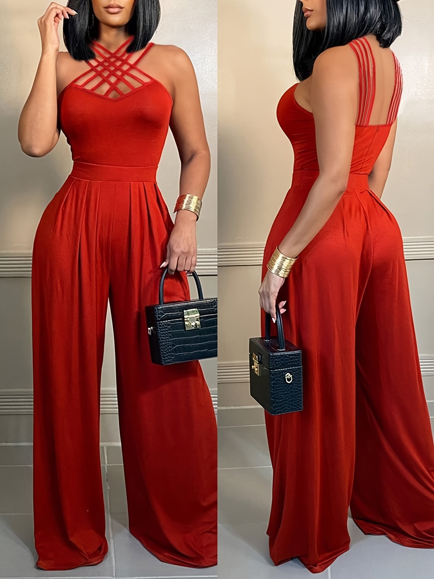 Women's Elegant High-Waisted Dress Pants – Tailored Fit, Solid Color, Soft Polyester Fabric, All-Season Trousers for Office & Formal Wear