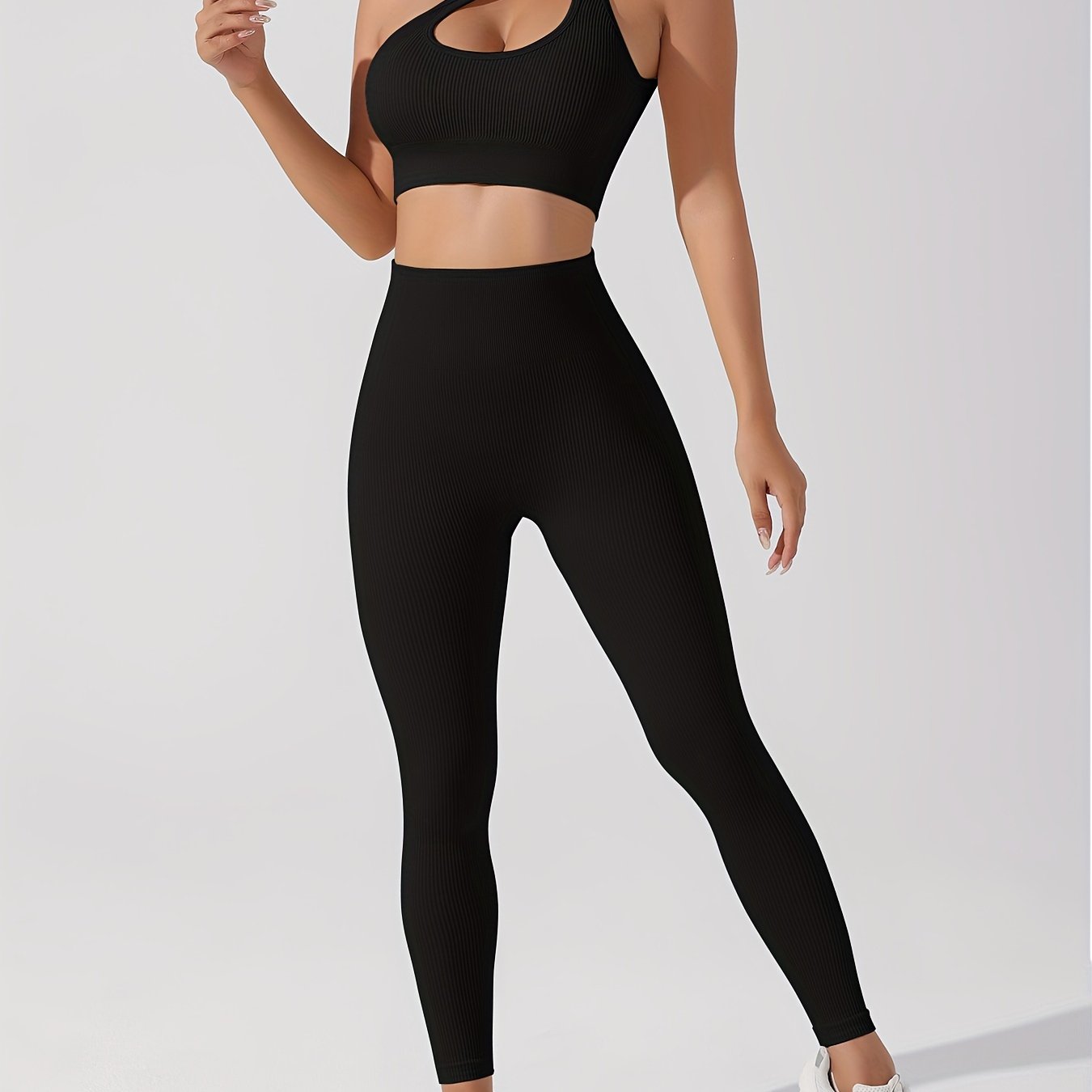 Women's 2pcs Yoga Set: Sexy One-Shoulder Sports Bra & High-Waist Butt Lifting Leggings - Stretchy, Non-See-Through Activewear - For Women - Suitable for Yoga, Fitness & Gym - Perfect Gift for Fitness Enthusiasts