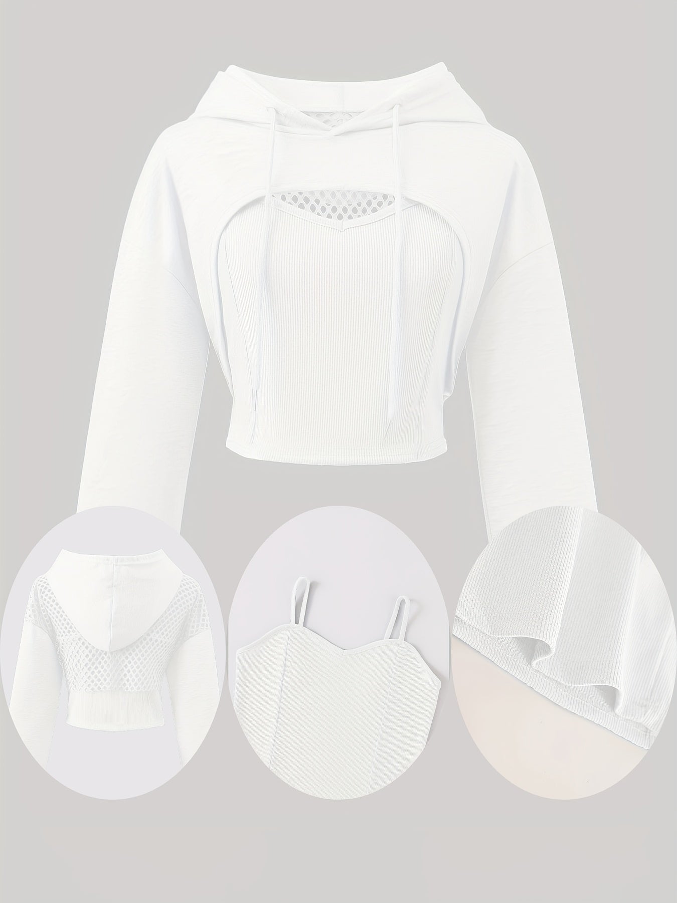 2pcs Y2K Solid Color American Hoodie & Vest Set Sweet Fashionable Tops for Spring/Summer/Autumn 2024 Salt Style Streetwear Casual