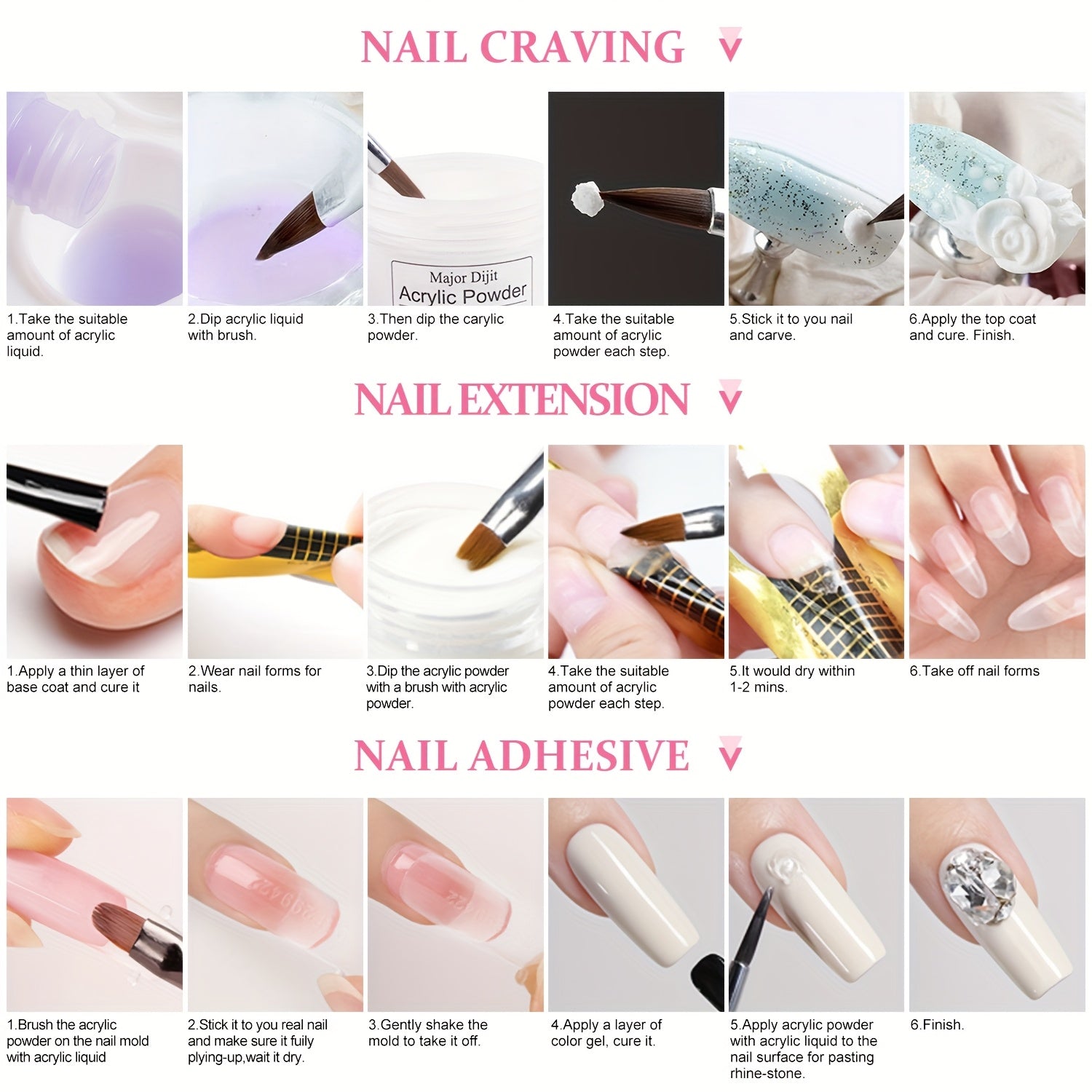 Acrylic Nail Kit With Drill And U V Light Full Nail Kit Set Professional Nail Starter Kit For Beginners Acrylic With Everything