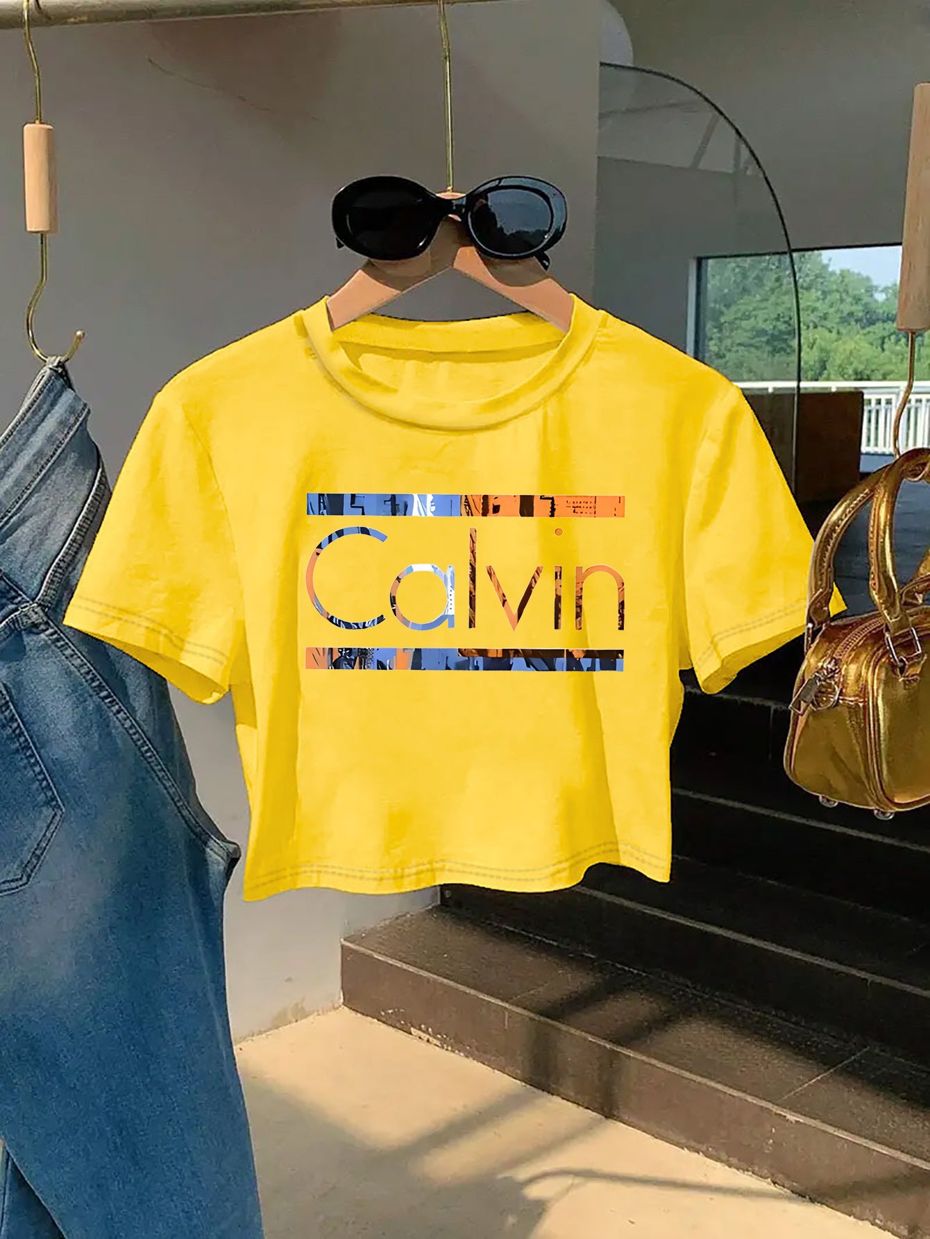 Women'S Y2K Style "Calvin" Graphic Tee - Soft & Comfortable Short Sleeve T-Shirt, Casual & Fashionable, Spring/Summer Top, Casual Wear | Playful Print | Comfortable Fit, Ladies T Shirts