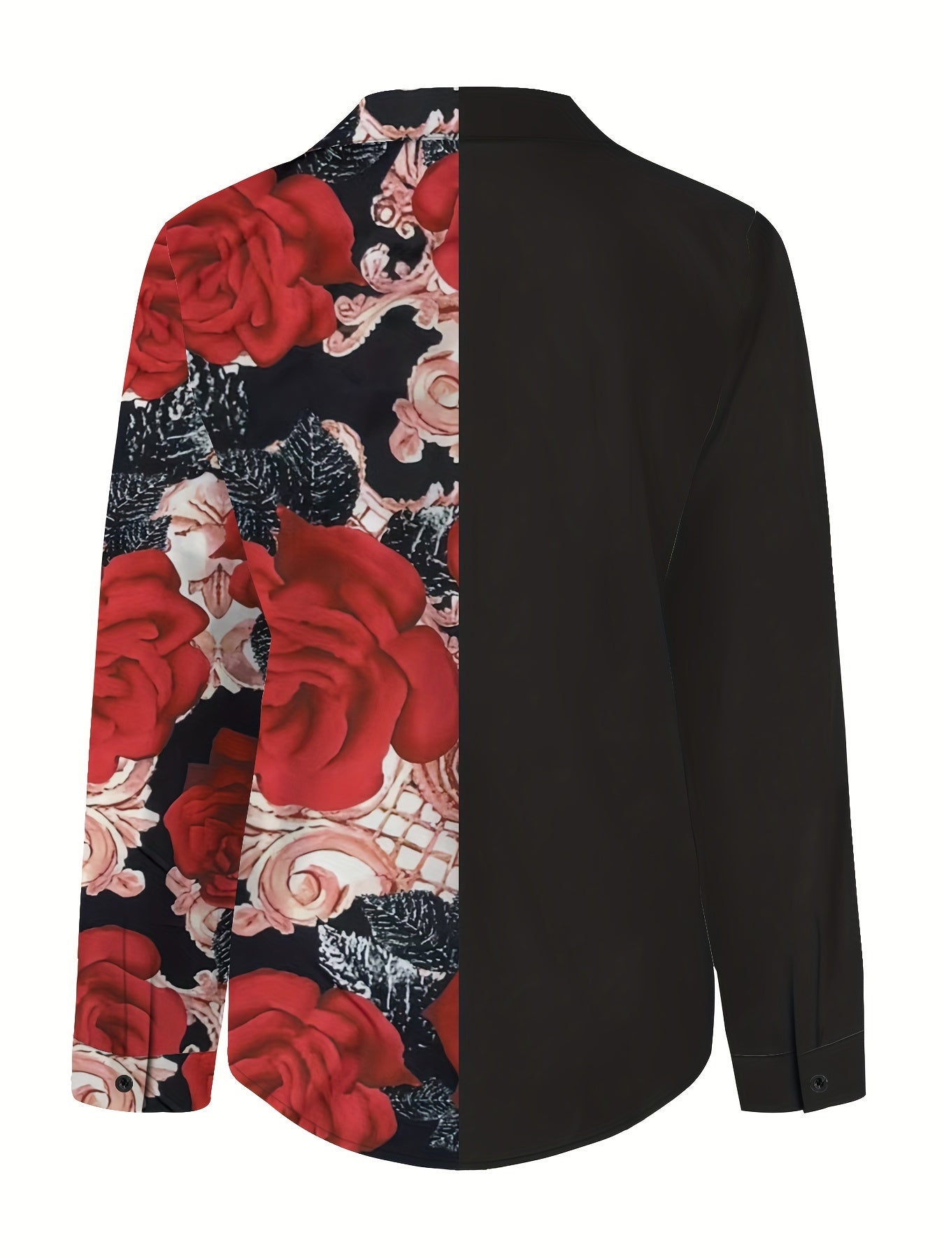 Floral Print Color Block Shirt, Elegant Long Sleeve Button Front Shirt - Women's Clothing -  Stylish & Versatile - For Casual & Formal Occasions - Perfect Gift for Women