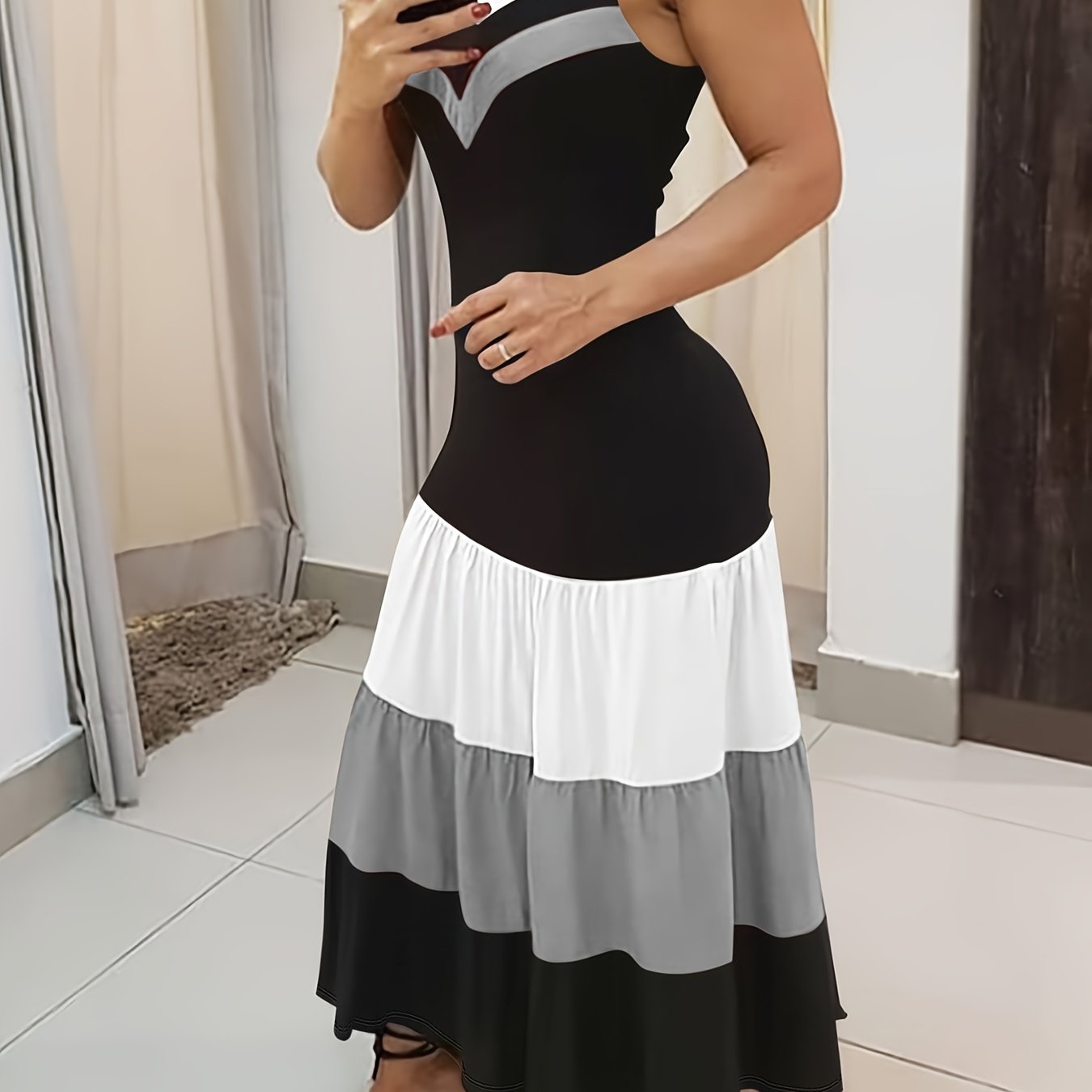 Color-Blocking Spaghetti Strap Dress