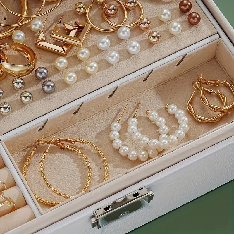 86 Pieces Simple Faux Pearls Love Butterfly Stars Moon Necklace Bracelet Ring Earrings Earrings Jewelry Set Women's Autumn And Winter Daily Match Attend Party Holiday Dating Holiday Gift (No Box)