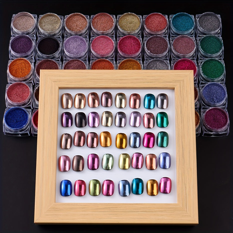 40 Colors Metallic Chrome Nail Powder Pigment Y2K Mirror Effect Rubbing On Dust UV Gel Polish DIY Flakes Manicure Accessories