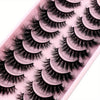 10 Pairs Natural 3D Faux Mink Eyelashes - Cat Eye Style, Multi-Layer Curled, Long & Voluminous Black Lashes for Beginners, Reusable, D Curl, Various Lengths (10-18mm), Perfect for Everyday Glam or Special Occasions, AMSDCN