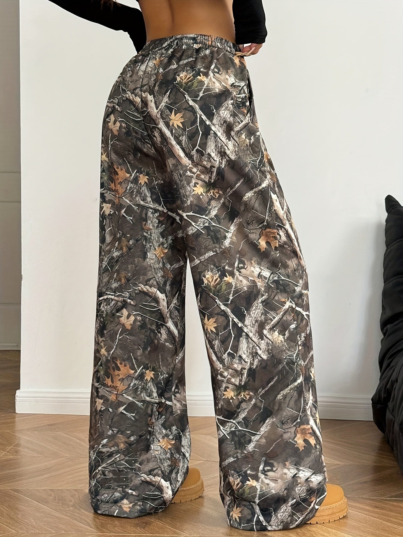 Women'S Y2K Style Wide Leg Pants, Polyester Knit with Letter Pattern, Loose Fit, Pocket Detail, Adult Size, Autumn/Winter Fashion, Casual Sweatpants