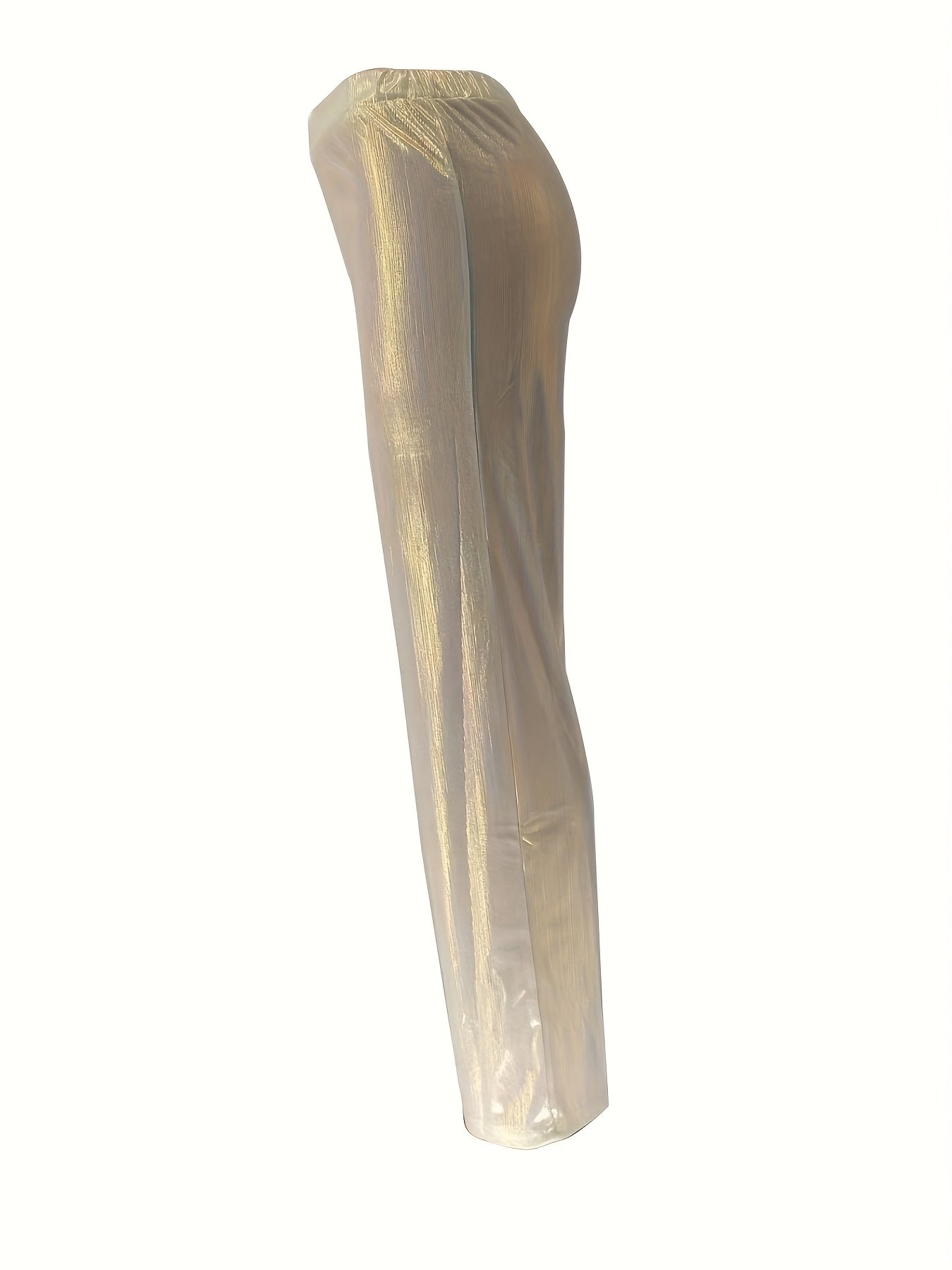 Women's Elegant Metallic Wide-Leg Pants - High-Waisted Stretchy Golden Trousers with Side Pockets, All-Season Versatile Office & Casual Wear, Formal Attire | Sophisticated Style | Smooth Texture