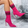 Elegant Temperament Black Stiletto Heeled Boots For Ladies, Women's Sock Boots Pointed Toe Stiletto Heeled Boots