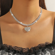 Luxurious Water Crystal Heart Pendant Necklace - Perfect for Everyday Wear