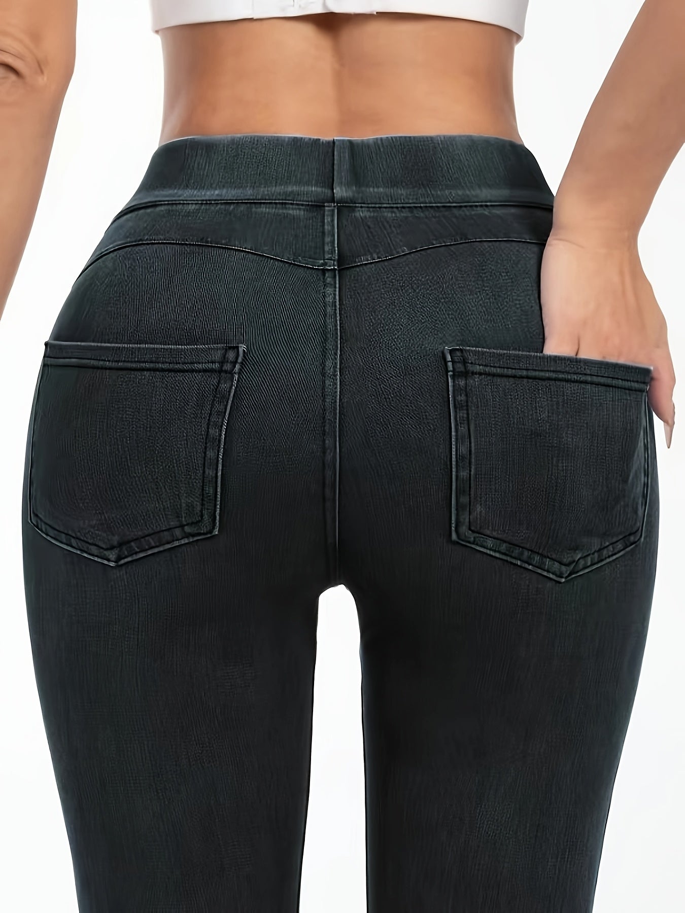 New Stylish Versatile Mid-Thin Jeans, Stretchy Slim-Fit Casual Women'S Denim Pants with Pockets.