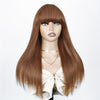 Light Brown Layer Cut Straight 13x4 Transparent Lace Front 180% Density Human Hair Wigs With Bangs For Women HDZ