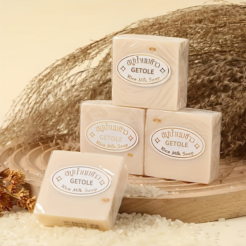 12pcs Rice Milk Soap, Handmade Cleansing Bar For Face And Body Wash, Nourishing And Moisturizing, Gentle Skincare, Suitable For All Skin Types