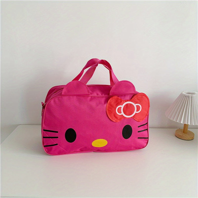 Women's Red Nylon Duffel Bag - Cartoon Design, Large Capacity | Portable & Short Handle | Hand Washable