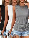 European & American Fashion 3-Piece Set – Printed Round Neck Vest, Matching Pants & Outer Layer, Casual Knit Outfit for All Seasons