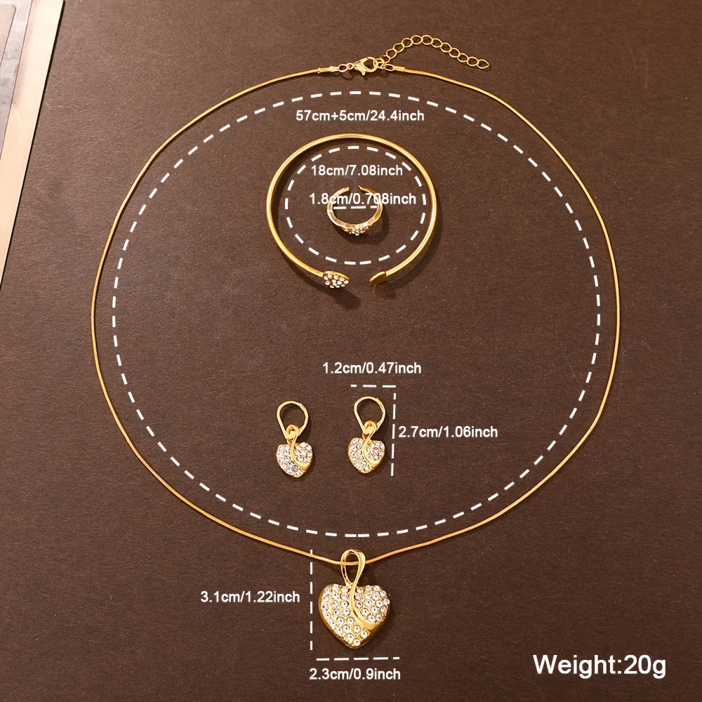 Elegant 6pcs Women's Fashion Quartz Watch Set with Rhinestone Necklace, Earrings, Ring & Bracelet - Shockproof Japanese Movement