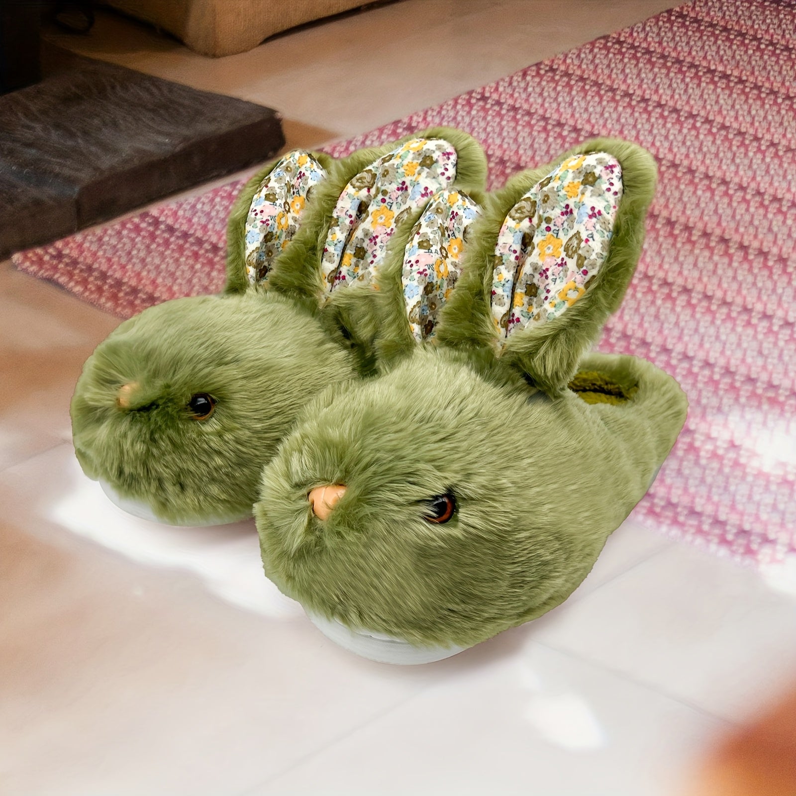 Women'S Cute Bunny Animals Slippers Interesting Comfortable Furry Slippers Soft Plush Winter Season Keep Warm Rabbit Home Bedroom Shoes, Valentine'S Day Gifts