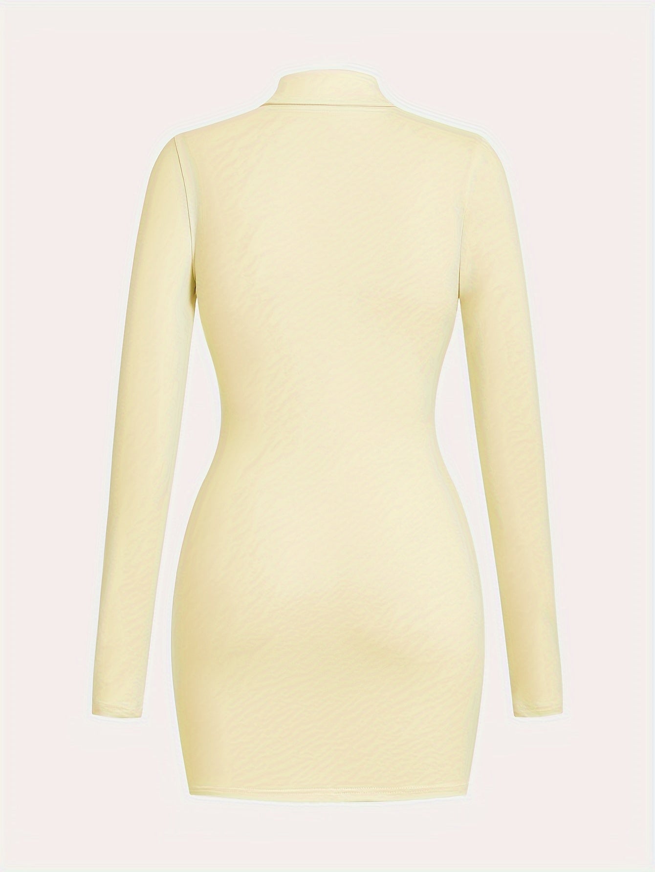 Button Front Solid Shirt Dress, Sexy Long Sleeve Bodycon Dress, Women's Clothing