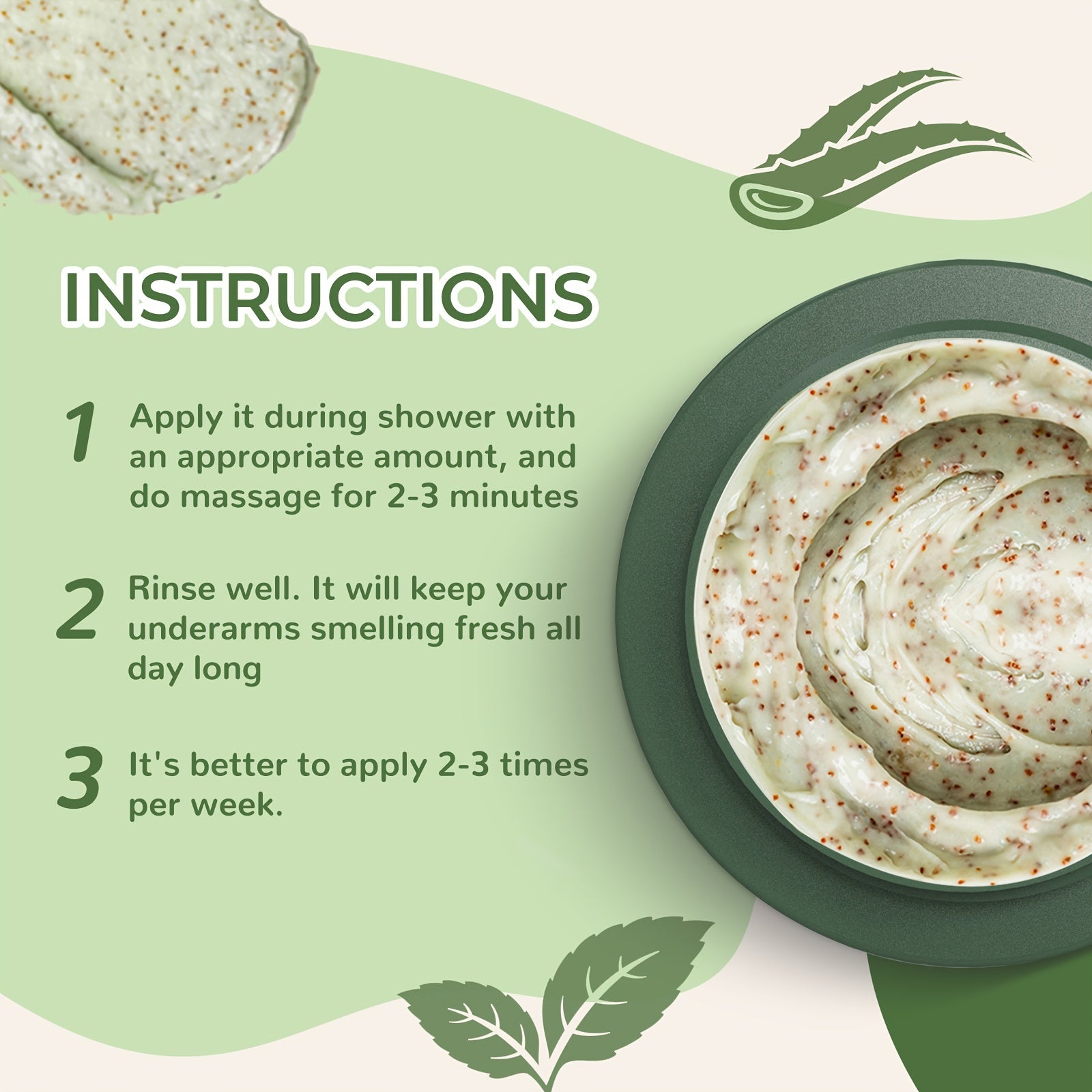 2 Packs Body Scrub And Underarm Scrub- Rich In Walnut, Aloe And Peppermint Extracts - Suitable For Dry Skin, Moisturizes And Nourishes - 8.82oz