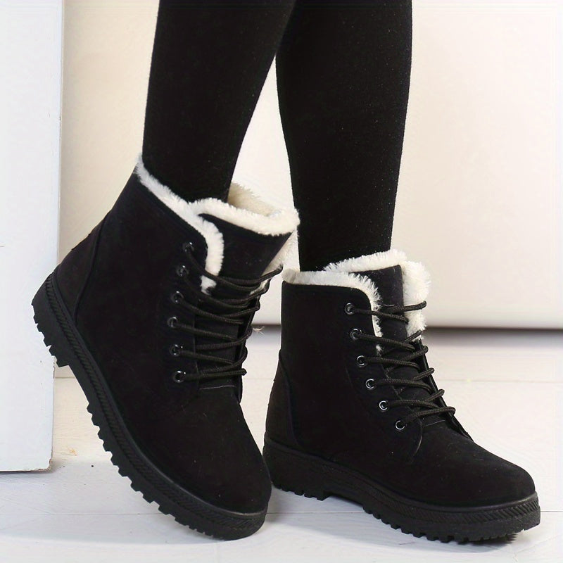 Women'S Plus Size Winter Boots - Warm Lined, Short, Round Toe, PU Sole, Warm & Stylish Outdoor Boots for Cold Weather, Winter Boots|Faux Fur Lined Boots|Sturdy Construction, Winter Boots