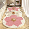 1000g 10mm Polyester Fluffy Floral Area Rug for Bedroom, Indoor Use, Machine Washable, Non Slip, Irregular Shape